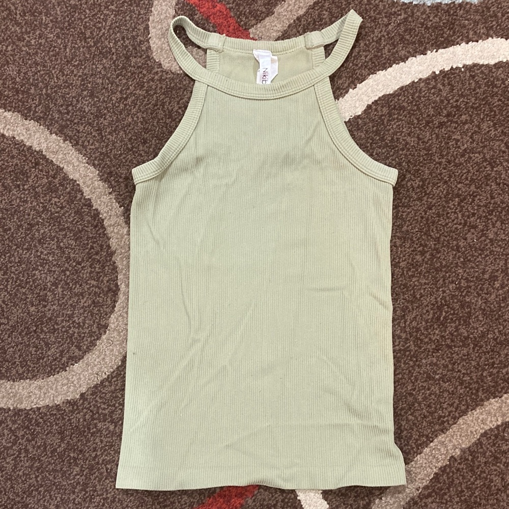 Nikibiki Light Green Ribbed Tank Top